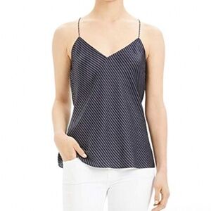 Theory draped back silk tank top
